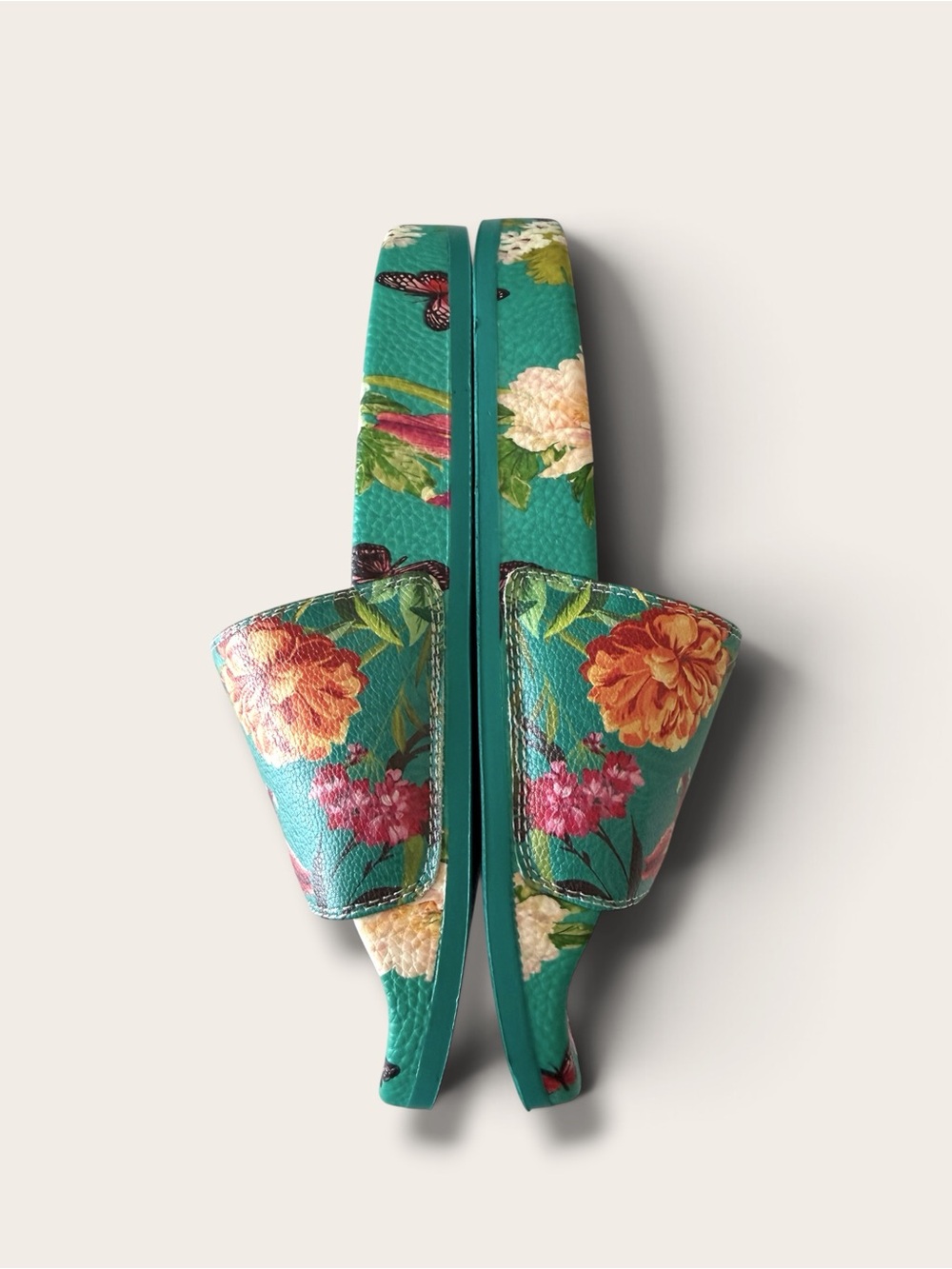 Johnny Was Teal Floral Slide Sandals - Picture 6 of 9